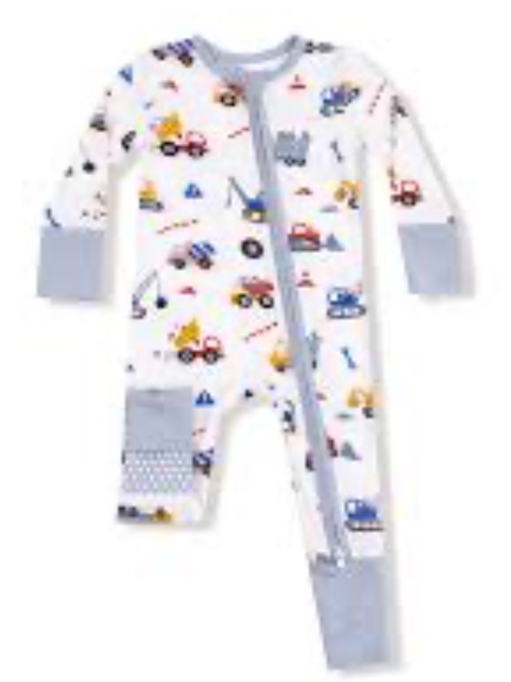 Angel Dear Crayon Construction Trucks 2 Way Bamboo Zipper Romper 6-12 Months